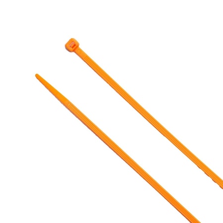 South Main Hardware Cable Tie, 8 in L, 2 in Max Bundle Dia., Hi-Vis Orange, Nylon, 75 lb Strength, 100 PK 220147